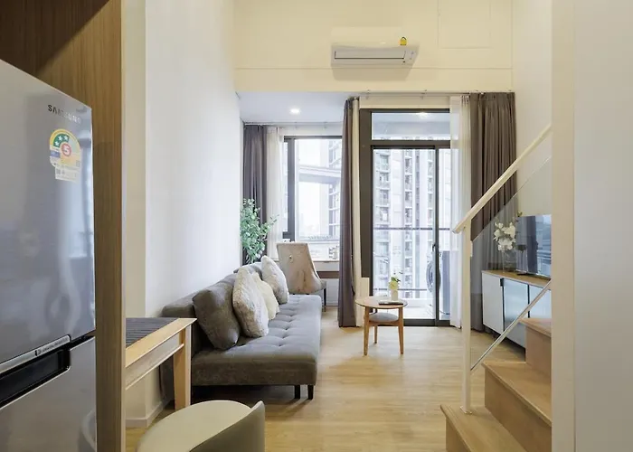 Rama9 Duplex Near Train Market Rca Free Pool Gym Апартаменты